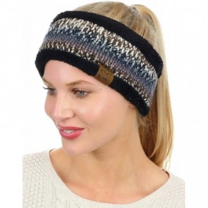 Cold Weather Headbands Women's Multicolored Stretchy Knit Black Sherpa Lined Ear Warmer Headband - Black/Grey - CH18IZGMKX0 $...