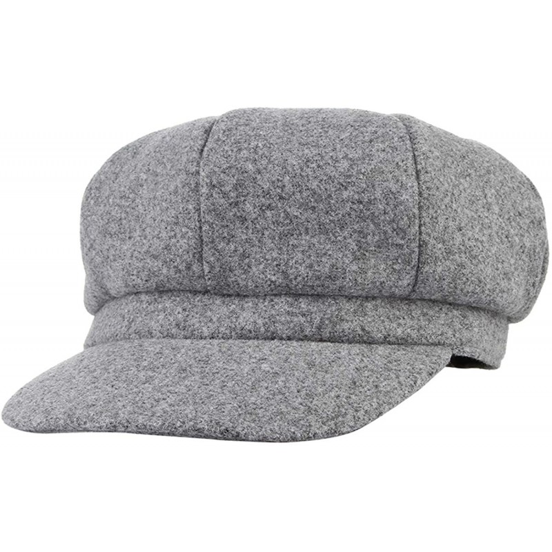 Newsboy Caps Women's Wool Newsboy Cabbie Hat Classic 8 Panel Visor Beret Paperboys Hat Cap - Light Gray - CW18INTY8N8 $6.92