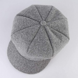 Newsboy Caps Women's Wool Newsboy Cabbie Hat Classic 8 Panel Visor Beret Paperboys Hat Cap - Light Gray - CW18INTY8N8 $6.92