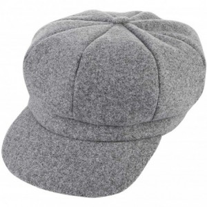 Newsboy Caps Women's Wool Newsboy Cabbie Hat Classic 8 Panel Visor Beret Paperboys Hat Cap - Light Gray - CW18INTY8N8 $6.92