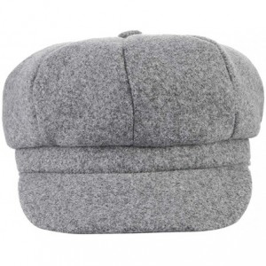 Newsboy Caps Women's Wool Newsboy Cabbie Hat Classic 8 Panel Visor Beret Paperboys Hat Cap - Light Gray - CW18INTY8N8 $6.92