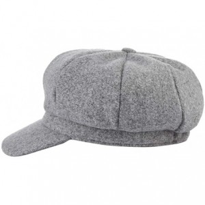 Newsboy Caps Women's Wool Newsboy Cabbie Hat Classic 8 Panel Visor Beret Paperboys Hat Cap - Light Gray - CW18INTY8N8 $6.92