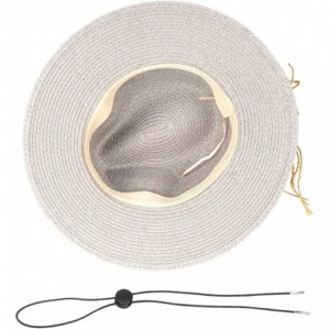 Sun Hats Women Wide Brim Foldable Straw Panama Roll up Hat Fedora Beach Sun Hat UPF50+ - Hawaiian Wind Gray - CD18O767OWC $12.79