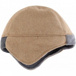 Skullies & Beanies Mens Fleece Lined Thermal Skull Cap Beanie with Ear Covers Winter Hat - Khaki - CD18IMAIM7A $11.16