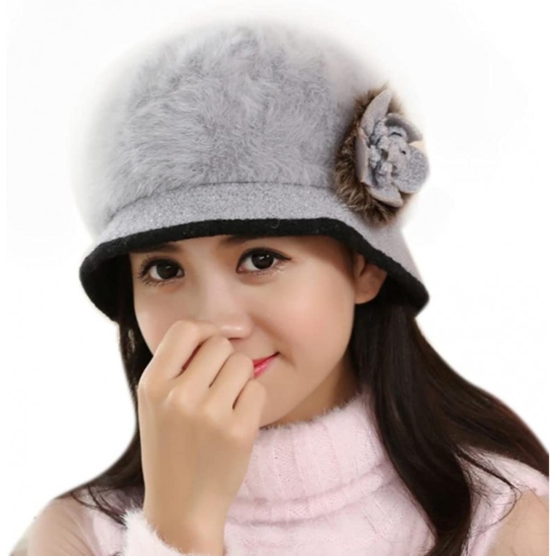 Berets Fashion Warm Winter WomenKnit Ski Crochet Slouch Hat Cap - Gray - CY12N5KHMTE $9.76