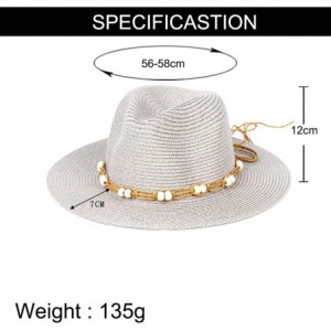 Sun Hats Women Wide Brim Foldable Straw Panama Roll up Hat Fedora Beach Sun Hat UPF50+ - Hawaiian Wind Gray - CD18O767OWC $12.79