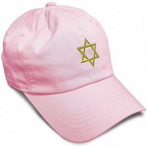 Baseball Caps Custom Soft Baseball Cap Star of David Jewish B Embroidery Twill Cotton - Soft Pink - CN18SGLCEQA $28.36