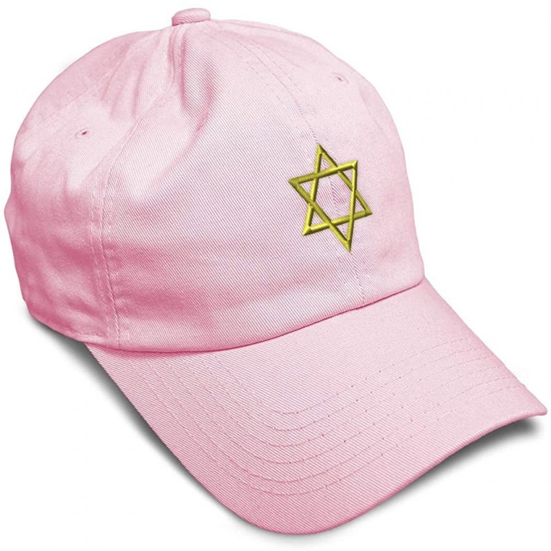 Baseball Caps Custom Soft Baseball Cap Star of David Jewish B Embroidery Twill Cotton - Soft Pink - CN18SGLCEQA $14.70
