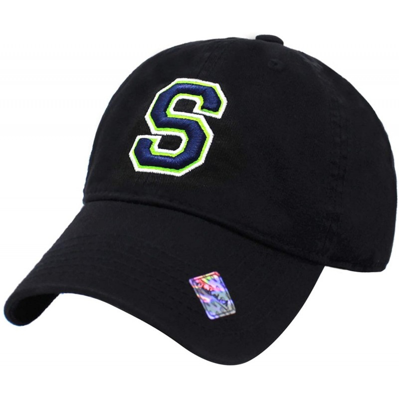 Baseball Caps Football City 3D Initial Letter Polo Style Baseball Cap Black Low Profile Sports Team Game - Seattle - CD1805KW...
