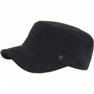 Baseball Caps A184 Army Cap Winter Basic Style Plain Corduroy Golf Club Cadet Military Hat - Black - CA189599GIU $22.82