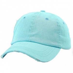 Baseball Caps Ponytail Baseball Hat Distressed Retro Washed Cotton Twill - Sky Blue 3 - CH18SGNG669 $11.17