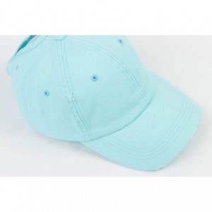 Baseball Caps Ponytail Baseball Hat Distressed Retro Washed Cotton Twill - Sky Blue 3 - CH18SGNG669 $11.17