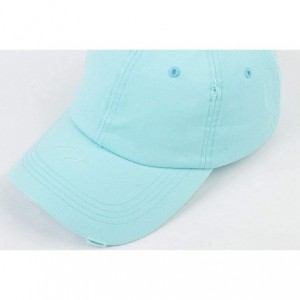 Baseball Caps Ponytail Baseball Hat Distressed Retro Washed Cotton Twill - Sky Blue 3 - CH18SGNG669 $11.17