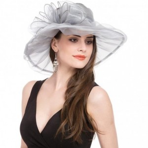 Sun Hats Women Kentucky Derby Church Cap Wide Brim Summer Sun Hat for Party Wedding - 1-grey - CI189XO09O2 $14.69