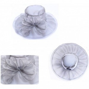 Sun Hats Women Kentucky Derby Church Cap Wide Brim Summer Sun Hat for Party Wedding - 1-grey - CI189XO09O2 $14.69