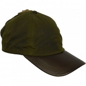 Baseball Caps Mens Ladies Wax Baseball Cap Waxed 100% Cotton Leather Peak One-Size - Khaki - CX12GF7G0GV $35.38