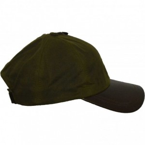 Baseball Caps Mens Ladies Wax Baseball Cap Waxed 100% Cotton Leather Peak One-Size - Khaki - CX12GF7G0GV $35.38