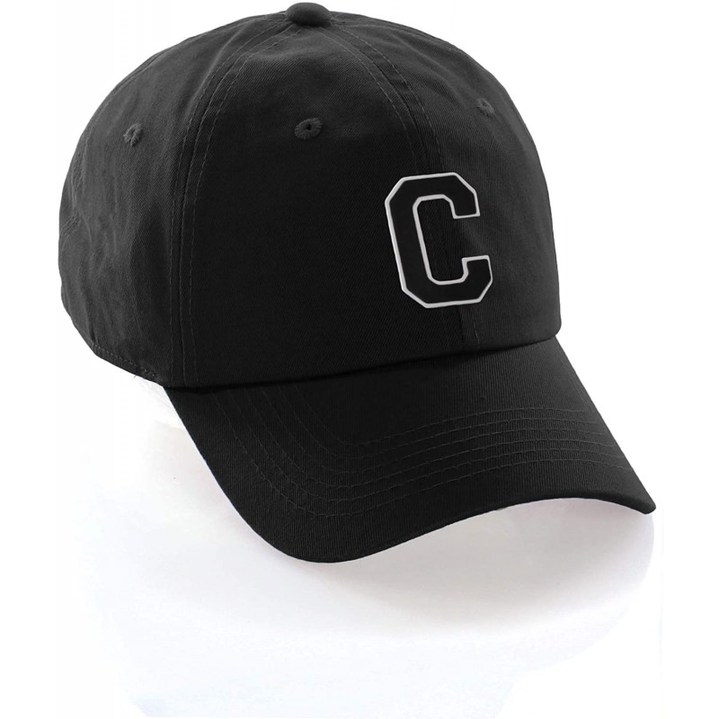Baseball Caps Custom Hat A to Z Initial Letters Classic Baseball Cap- Black Hat White Black - Letter C - C418NKWONLR $10.80