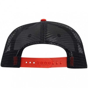 Baseball Caps SNAP Cotton Twill Round Flat Visor 6 Panel Mesh Back Trucker Snapback - Red/Blk/Blk - CE180D40KG5 $13.07