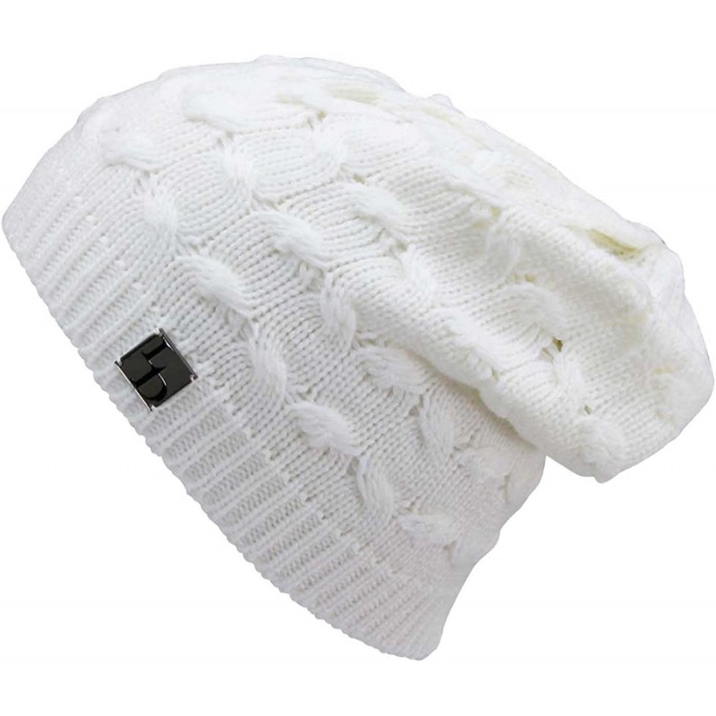 Skullies & Beanies Oversize Cable Knit Slouchy Beanie Cap Hat - White - C5116QXMPT1 $13.21