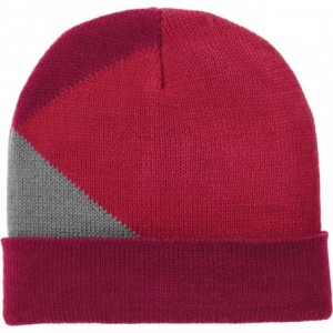 Skullies & Beanies Modern Cuffed Colorblock Beanie - Loganberry/ Dark Fuchsia/ Silver - C211SRPHA63 $15.99