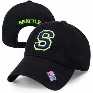 Baseball Caps Football City 3D Initial Letter Polo Style Baseball Cap Black Low Profile Sports Team Game - Seattle - CD1805KW...