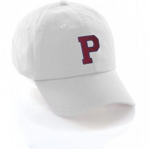 Baseball Caps Customized Letter Intial Baseball Hat A to Z Team Colors- White Cap Blue Red - Letter P - CA18ET4ORS6 $30.45