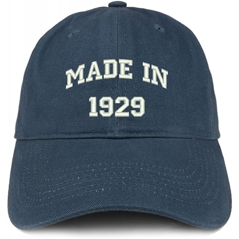 Baseball Caps Made in 1929 Text Embroidered 91st Birthday Brushed Cotton Cap - Navy - C818C9XYS5O $19.81