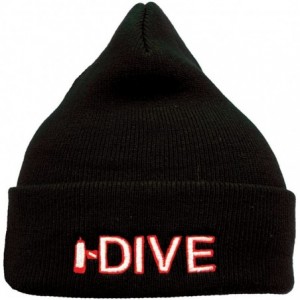 Skullies & Beanies Knit Beanies with Embroidered Dive Designs - """I-dive"" Logo" - C111LBIVNJ9 $9.57