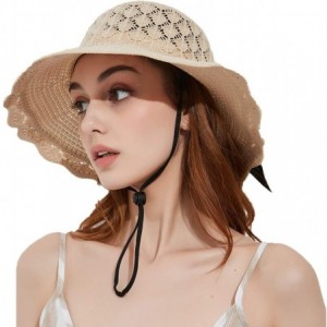 Sun Hats Women's Sun Blocking Straw Hat Soft Bow Summer Hat Foldable Roll up Floppy Beach Hats - Beige Sun Hat - CO197HC987R ...