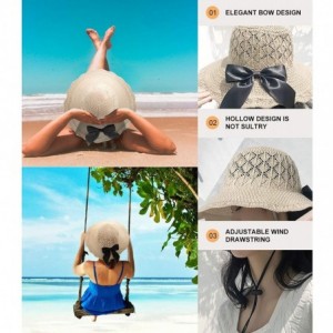 Sun Hats Women's Sun Blocking Straw Hat Soft Bow Summer Hat Foldable Roll up Floppy Beach Hats - Beige Sun Hat - CO197HC987R ...