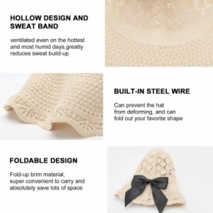 Sun Hats Women's Sun Blocking Straw Hat Soft Bow Summer Hat Foldable Roll up Floppy Beach Hats - Beige Sun Hat - CO197HC987R ...