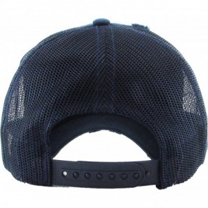 Baseball Caps Women's Adjustable Athletic Trucker Hat Mesh Baseball Cap Dad Hat - Solid Distressed - Navy - CI18D73U9W7 $13.47