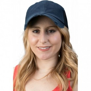 Baseball Caps Women's Adjustable Athletic Trucker Hat Mesh Baseball Cap Dad Hat - Solid Distressed - Navy - CI18D73U9W7 $13.47