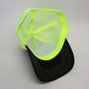 Baseball Caps Plain Two Tone Cotton Twill Mesh Adjustable Trucker Baseball Cap - Black/Black/Neon Yellow - C118G2AR8NN $13.88