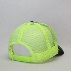 Baseball Caps Plain Two Tone Cotton Twill Mesh Adjustable Trucker Baseball Cap - Black/Black/Neon Yellow - C118G2AR8NN $13.88