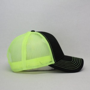 Baseball Caps Plain Two Tone Cotton Twill Mesh Adjustable Trucker Baseball Cap - Black/Black/Neon Yellow - C118G2AR8NN $13.88