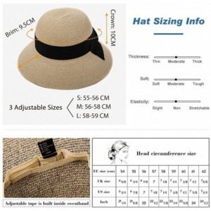 Fedoras Packable Womens Straw Cloche Derby Fedora Summer Wide Brim Sun Hat Floppy Beach 55-60cm - Navy_69087 - CF18CMYYET6 $2...