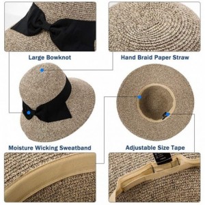 Fedoras Packable Womens Straw Cloche Derby Fedora Summer Wide Brim Sun Hat Floppy Beach 55-60cm - Navy_69087 - CF18CMYYET6 $2...