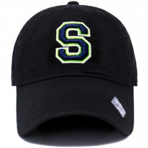 Baseball Caps Football City 3D Initial Letter Polo Style Baseball Cap Black Low Profile Sports Team Game - Seattle - CD1805KW...