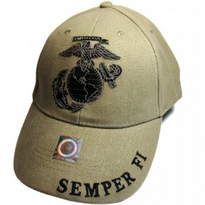 Baseball Caps Men's USMC Semper Fi Embroidered Ball Cap - Tan - CL11SQUTUNL $11.82