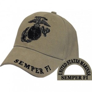 Baseball Caps Men's USMC Semper Fi Embroidered Ball Cap - Tan - CL11SQUTUNL $11.82
