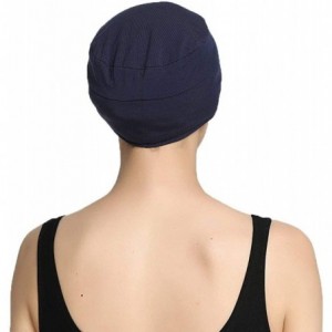 Skullies & Beanies Bamboo Double Layered Comfort Fashion Chemo Cancer Hat Daily Use - Dark Slate Blue - C4183M3ML4W $12.87