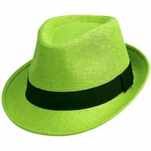 Fedoras Vibrant Basic Straw Fedora Hat - Lime Green - CC12FFTJ20L $16.20