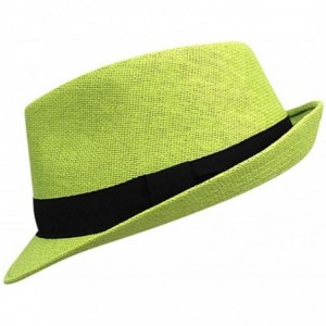 Fedoras Vibrant Basic Straw Fedora Hat - Lime Green - CC12FFTJ20L $16.20