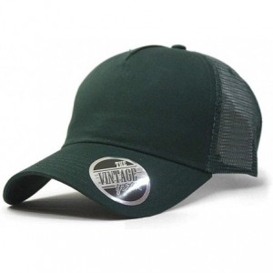 Baseball Caps Plain Cotton Twill Mesh Adjustable Snapback Low Profile Baseball Cap - Dark Green - CI12F436UGH $21.92