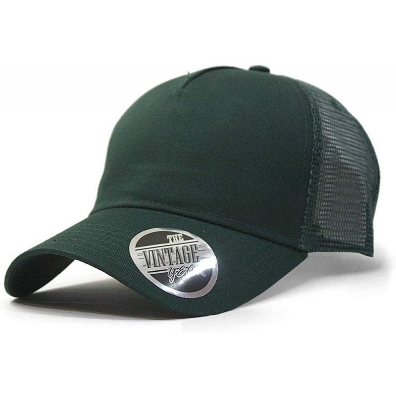 Baseball Caps Plain Cotton Twill Mesh Adjustable Snapback Low Profile Baseball Cap - Dark Green - CI12F436UGH $10.67