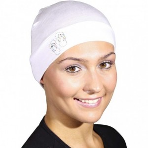 Skullies & Beanies Womens Soft Sleep Cap Comfy Cancer Hat with Studded Flip-Flops Applique - White - CT12ODXFDWN $21.63