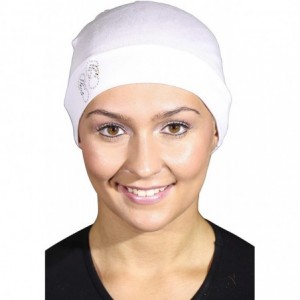 Skullies & Beanies Womens Soft Sleep Cap Comfy Cancer Hat with Studded Flip-Flops Applique - White - CT12ODXFDWN $21.63