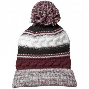 Skullies & Beanies Warm & Cozy Pom Pom Beanie in - Maroon/ Black/ White - CW11SNJHDPH $14.01